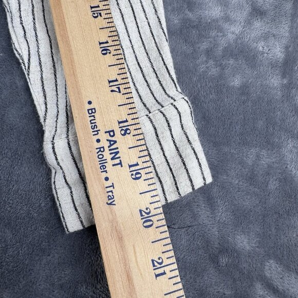 Eesome Hemp Blend Button Down Shirt Stripped Cream SZ Large Sustainable Capsule - Picture 4 of 7